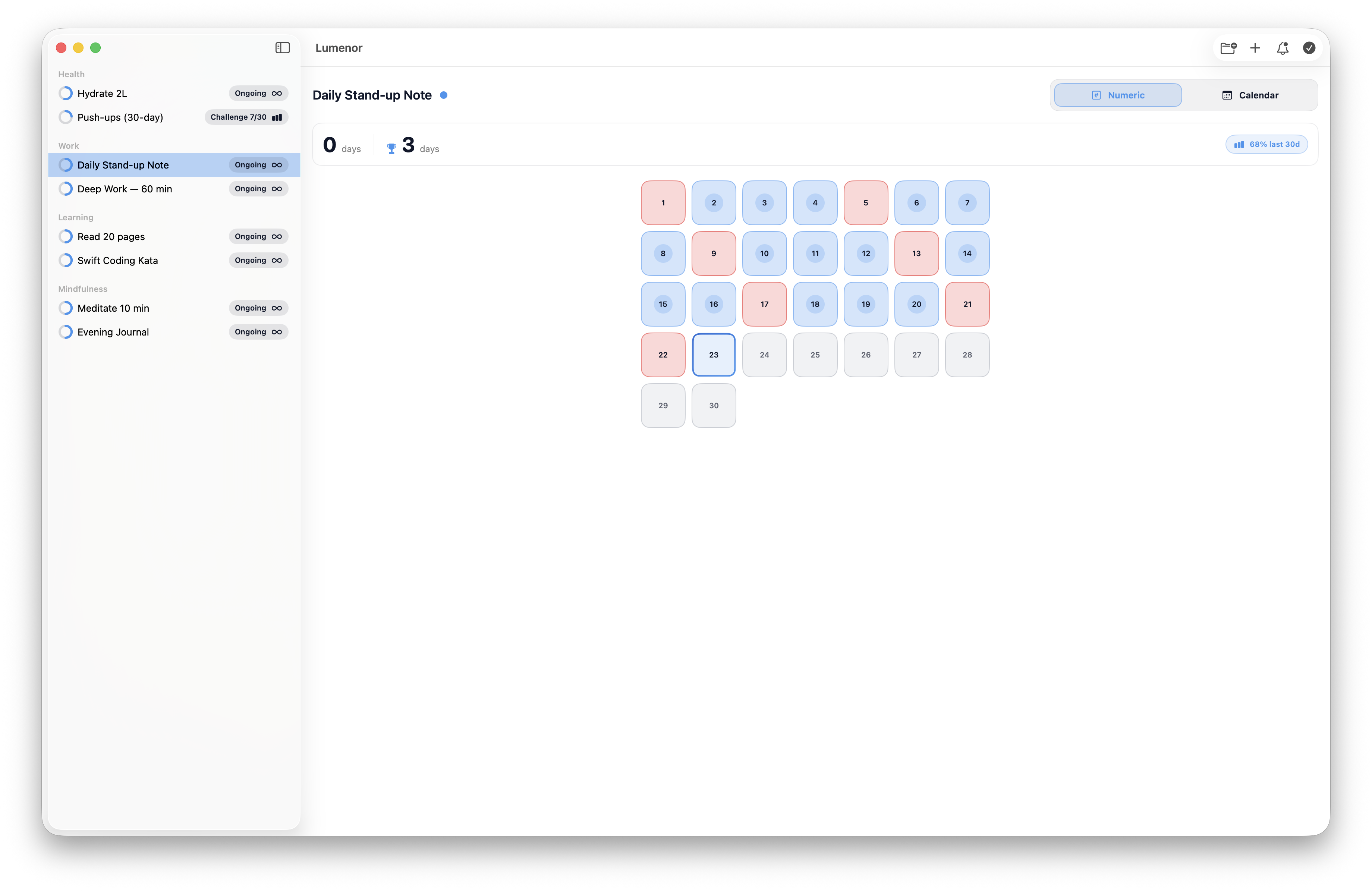 Numeric grid screenshot
